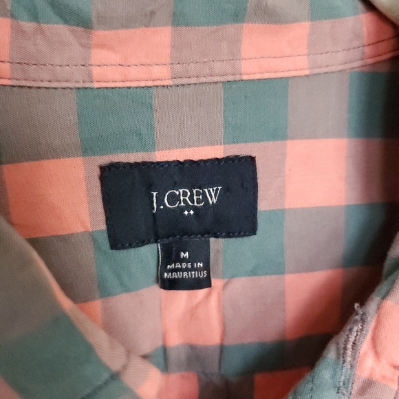 J. Crew Plaid Button-Down Shirt Men's Medium Coral Blue/Green Slim Long Sleeve - Picture 3 of 9